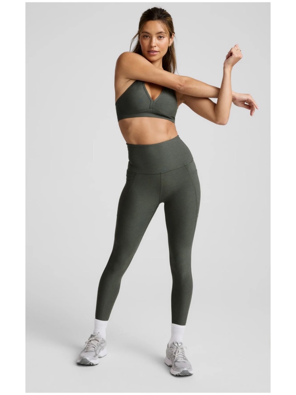 Beyond Yoga Women’s Sz M Forest Green Leggings Space Dye Out Of Pocket